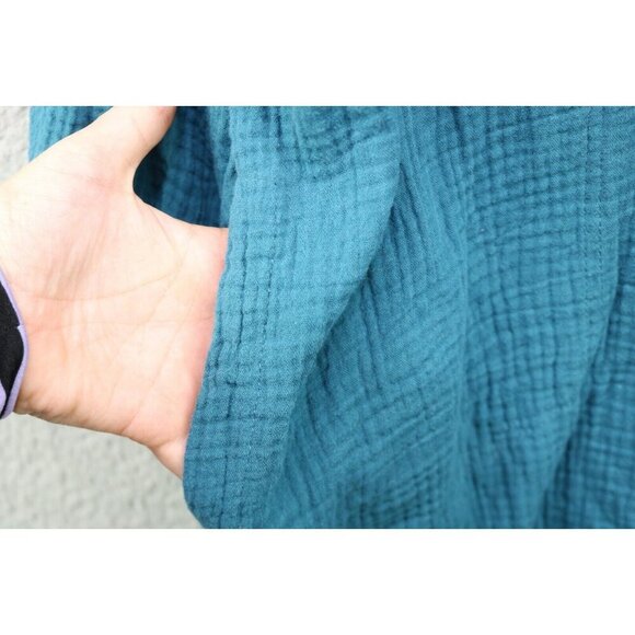 iGenjum Turquoise Long Sleeve Button-Up Beach Cover-Up-Size 2XL-Boho-Pockets - Picture 3 of 8